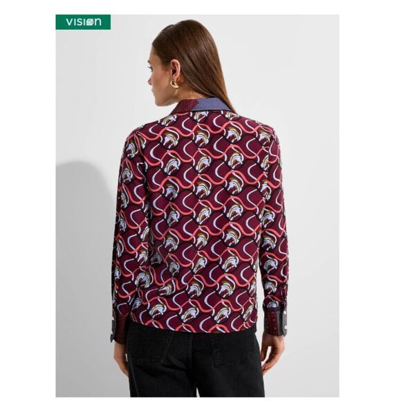 SIMONS Scarf Collar Printed Shirt, sz large - Picture 2 of 10